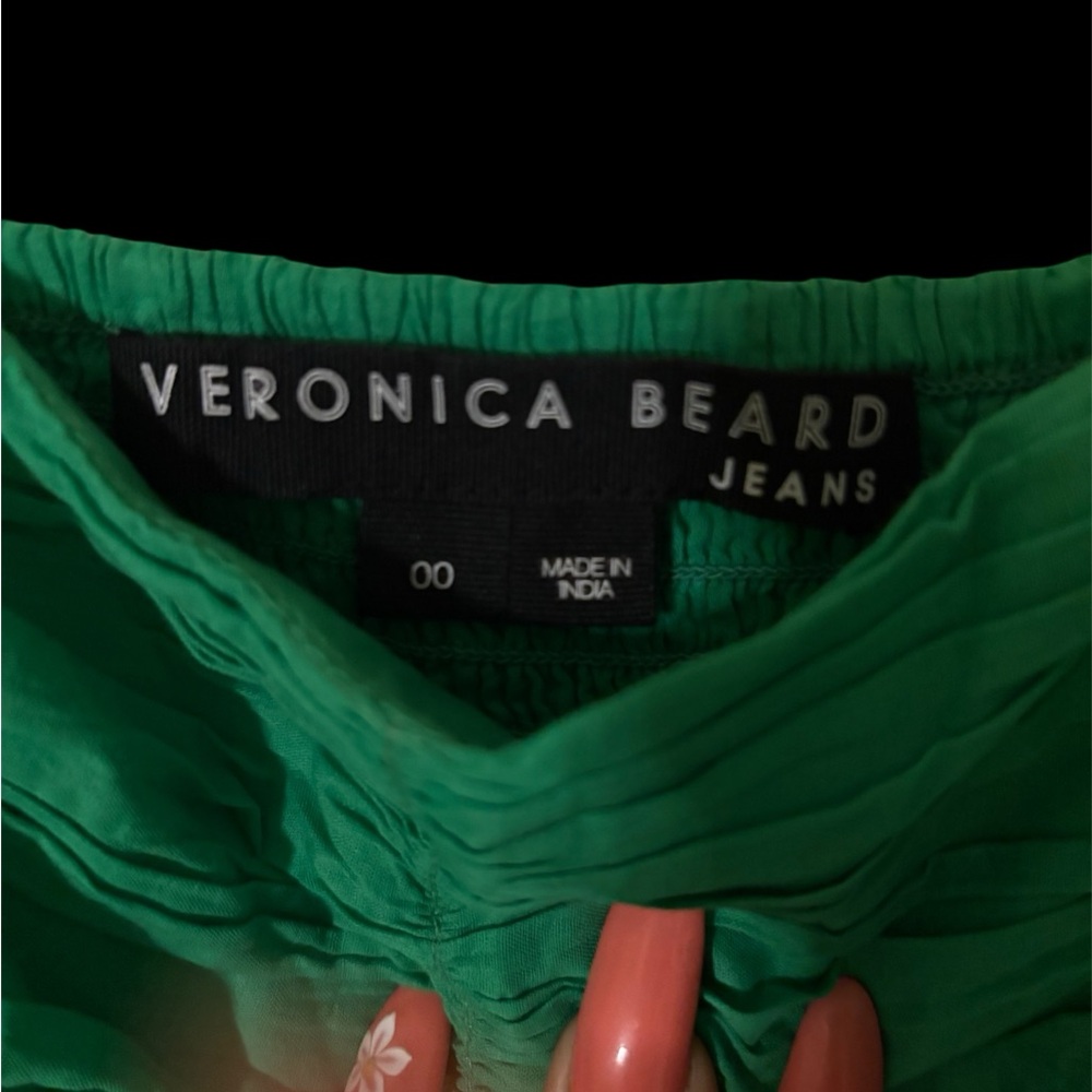 Veronica Beard Green Ruched Sleeveless Midi Dress